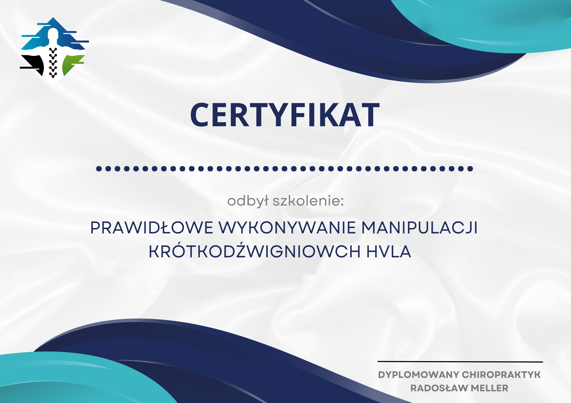 Wzór imiennego certyfikatu ukończenia kursu HVLA